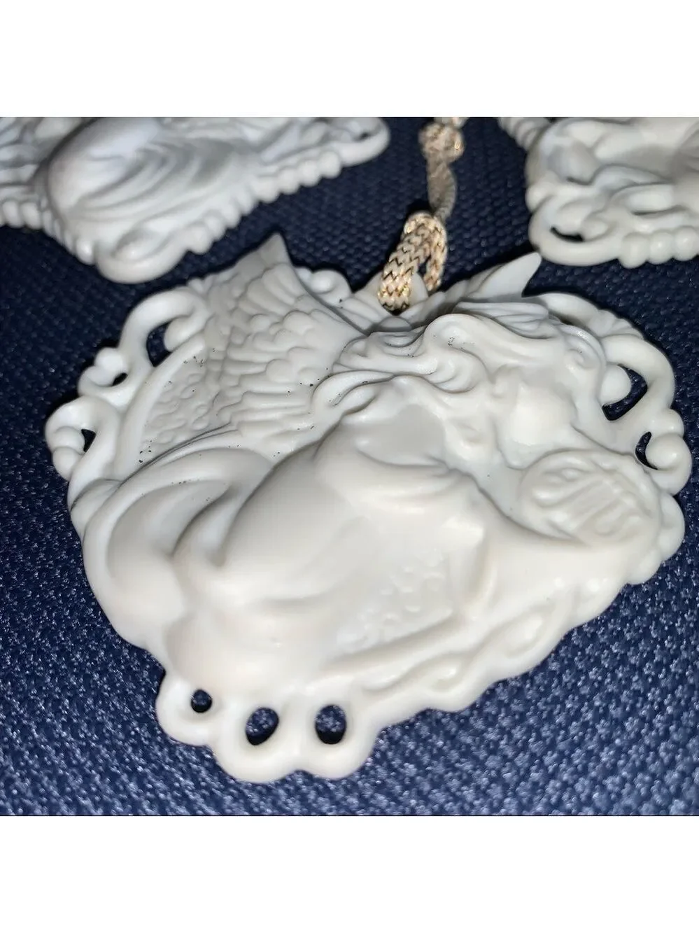 PRECIOUS MOMENTS 3-D vintage angel ornaments set/3